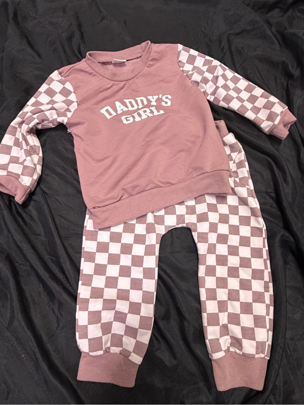 Daddy's Girl Pink Checkered Kids Pajama Set